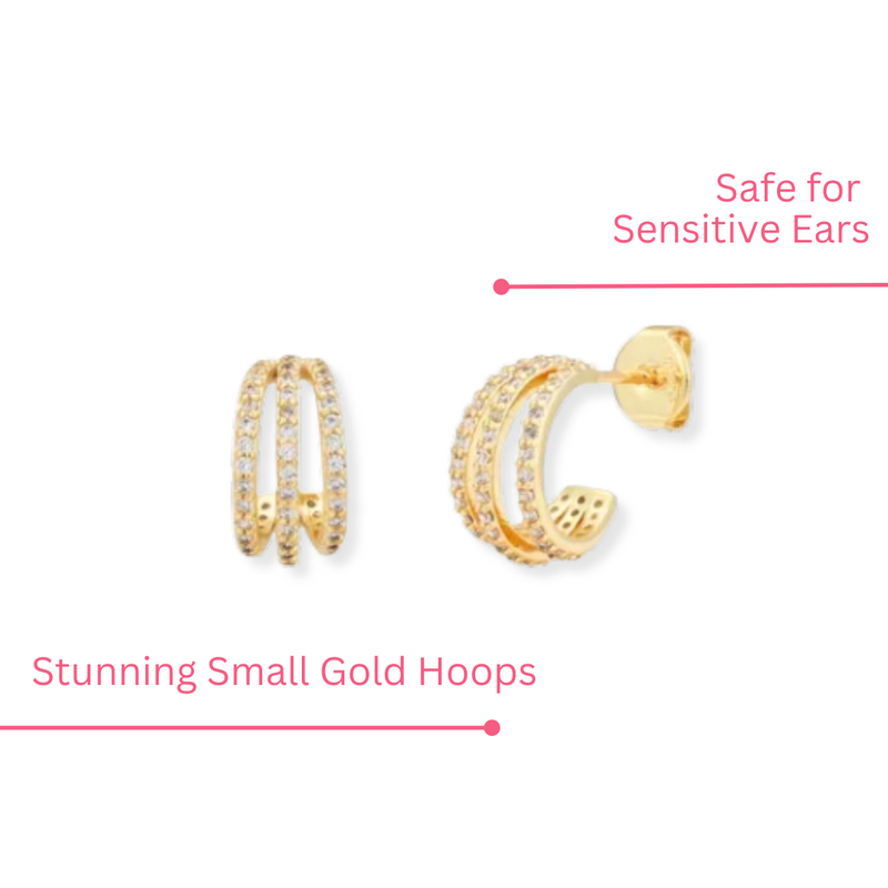 Triple 18k Gold Filled Small Hoops