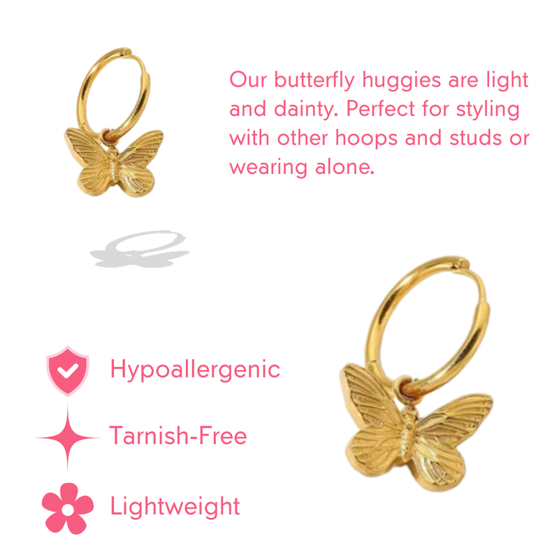 Free! 18K Gold Butterfly Huggies