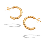 Resilient Small Beaded Gold Hoops