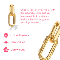 Adaptable! Gold-Plated 2 in 1 Gold Hoops