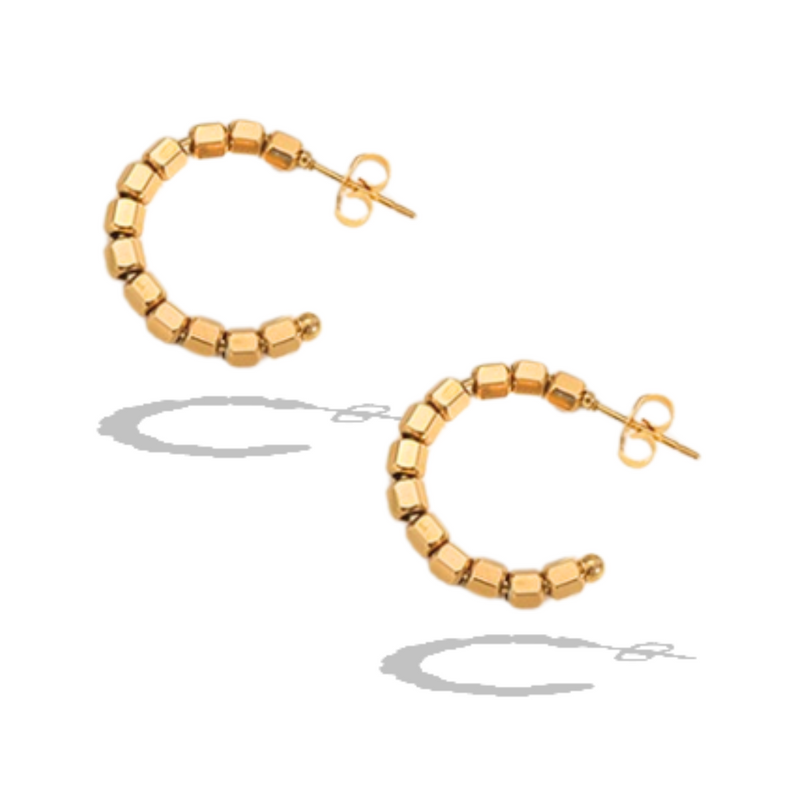 Resilient Small Beaded Gold Hoops