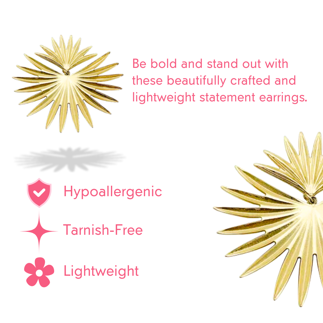 Radiating Gold 18k Gold-Plated Statement Earring