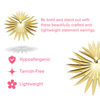 Boucle d'oreille tendance en plaqué or 18 carats Radiating Gold