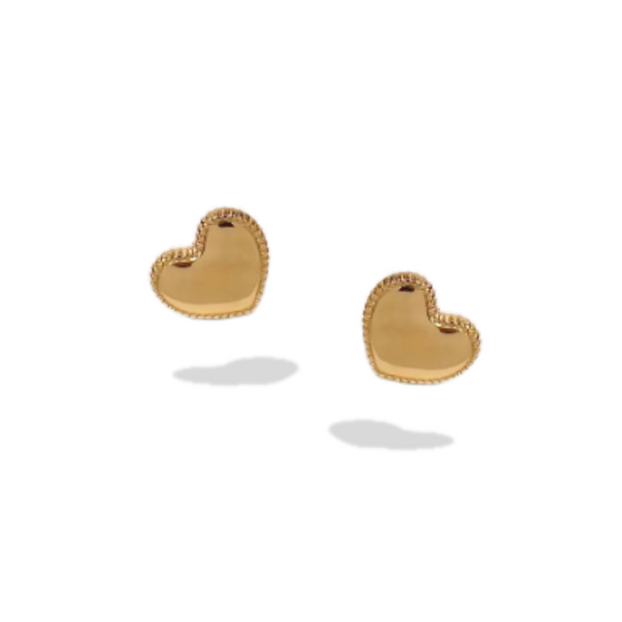 Puces d'oreilles en or pur coeur 18 carats pour la Saint-Valentin