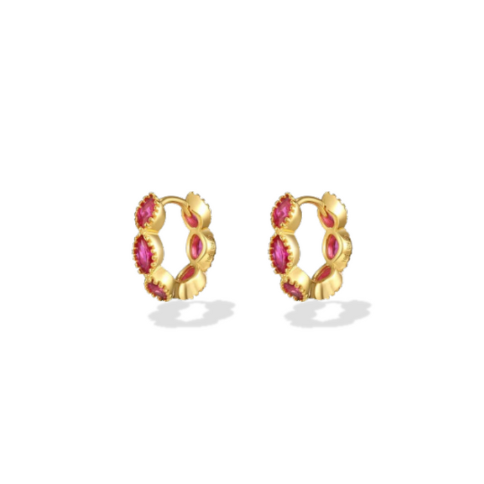 Pretty in Pink 18k Gold Extra Small Huggie Hoops