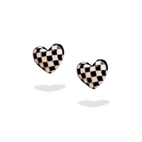 Checkered Heart Studs