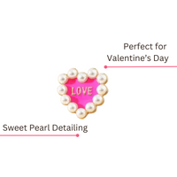 Doux Amour ! Clous d'oreilles en forme de cœur détaillés en perles roses pour la Saint-Valentin