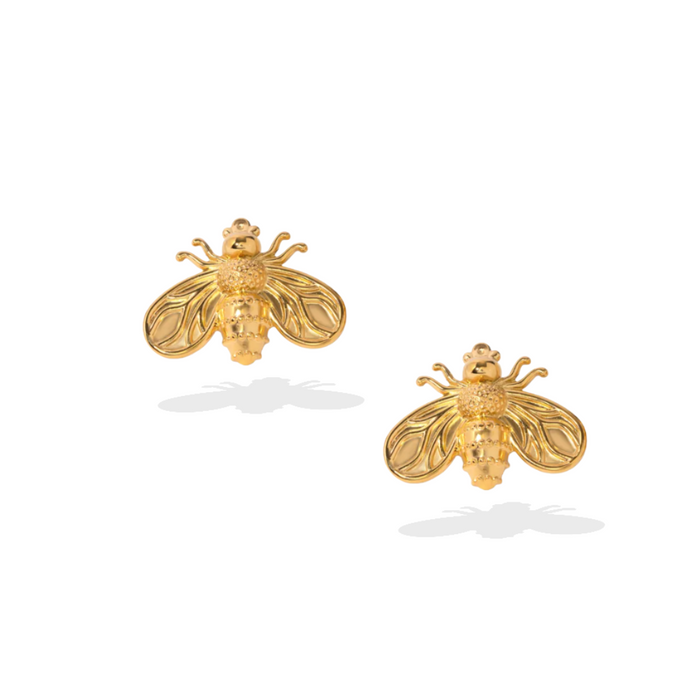 Antique Bee 18k Gold-Plated Statement Studs