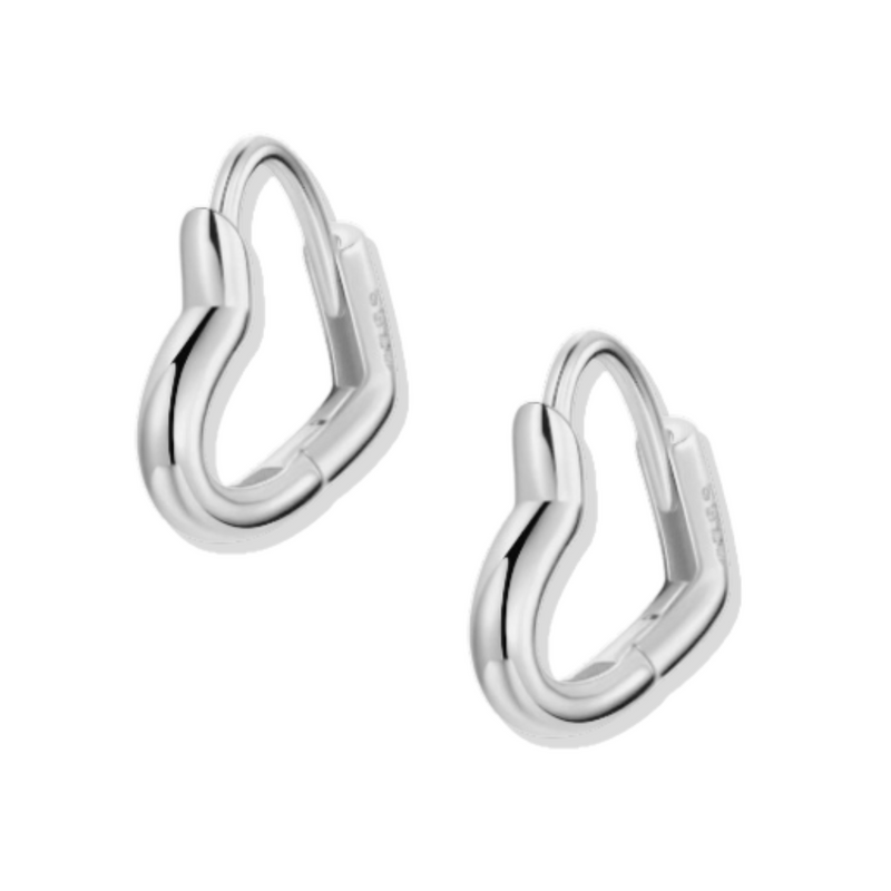 Love! Sterling Silver Extra Small Heart Shaped Hoops for Valentine's Day
