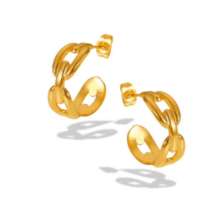 18k Gold-Plated High Class Buckle Hoops