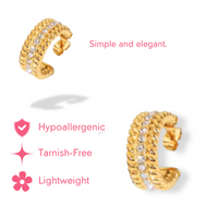 Elegant Rhinestone Detailed 18k Gold-Plated Hoop Earrings