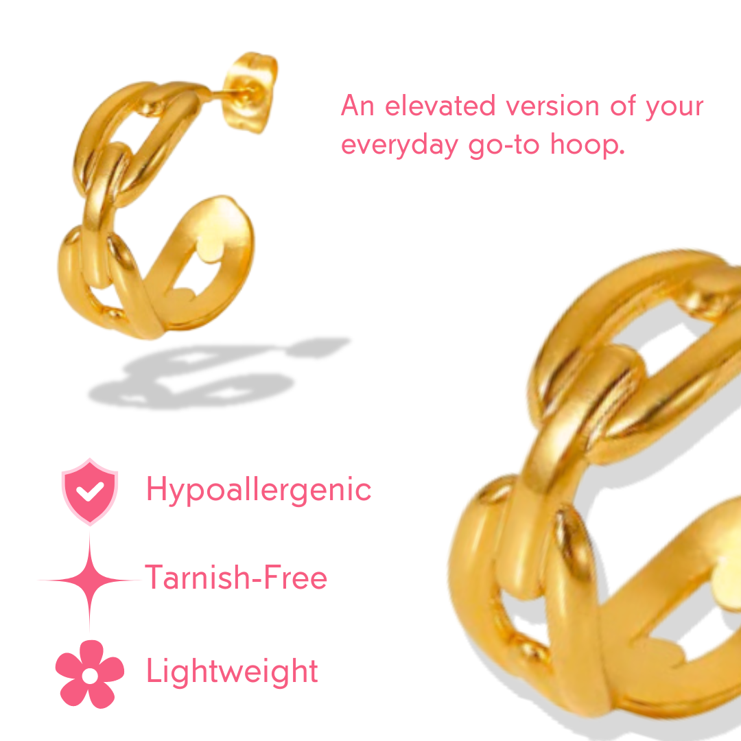 18k Gold-Plated High Class Buckle Hoops