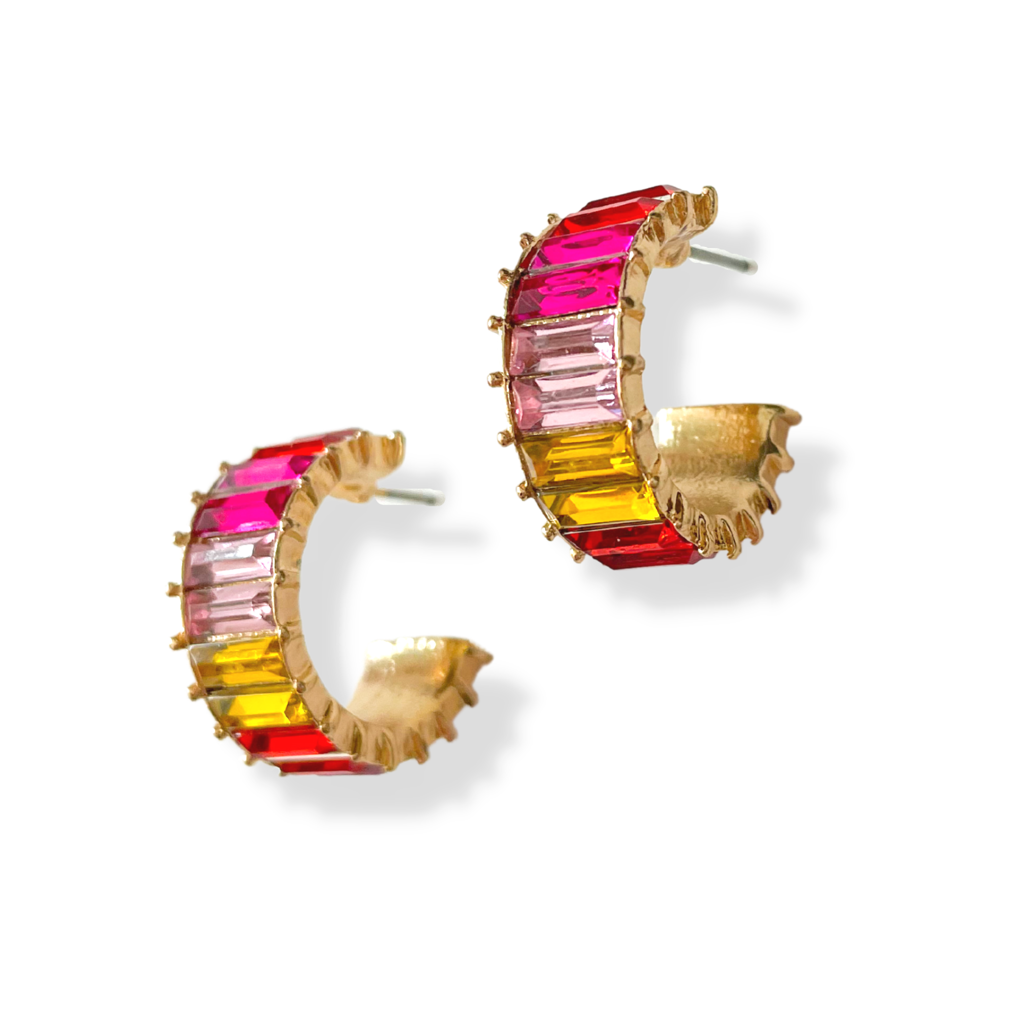 Baguette Small Hoop Earrings in Pink - Fendi