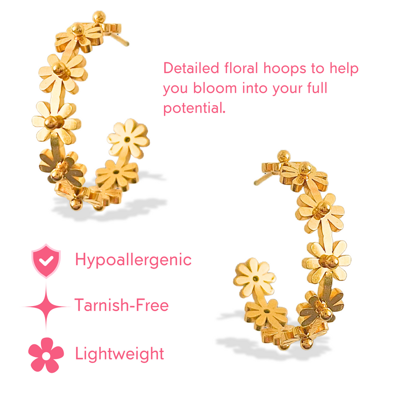 18K Gold-Plated Flower Power Hoops