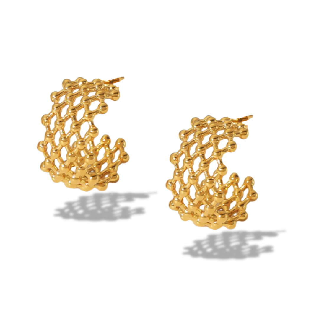 Dream Catchers! 14k Gold-Plated Net Hoops