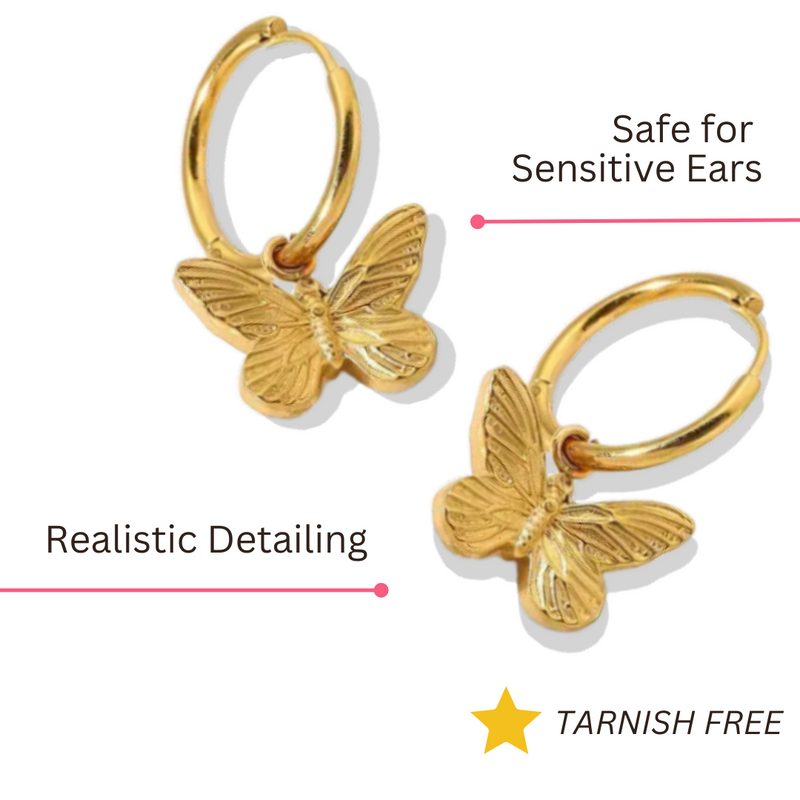 Free! 18K Gold Butterfly Huggies