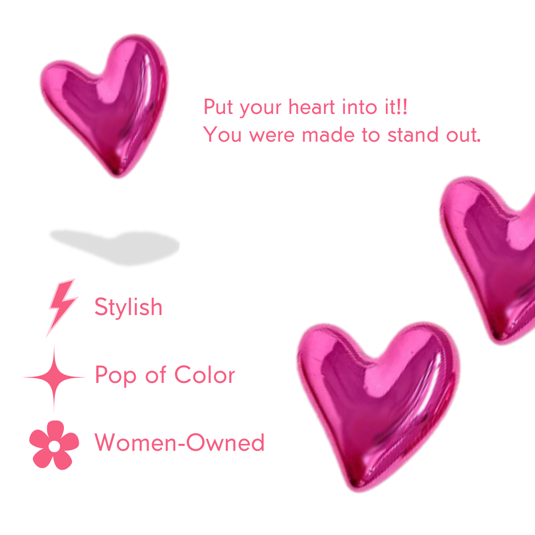 True Love! Hot Pink Heart Balloon Studs