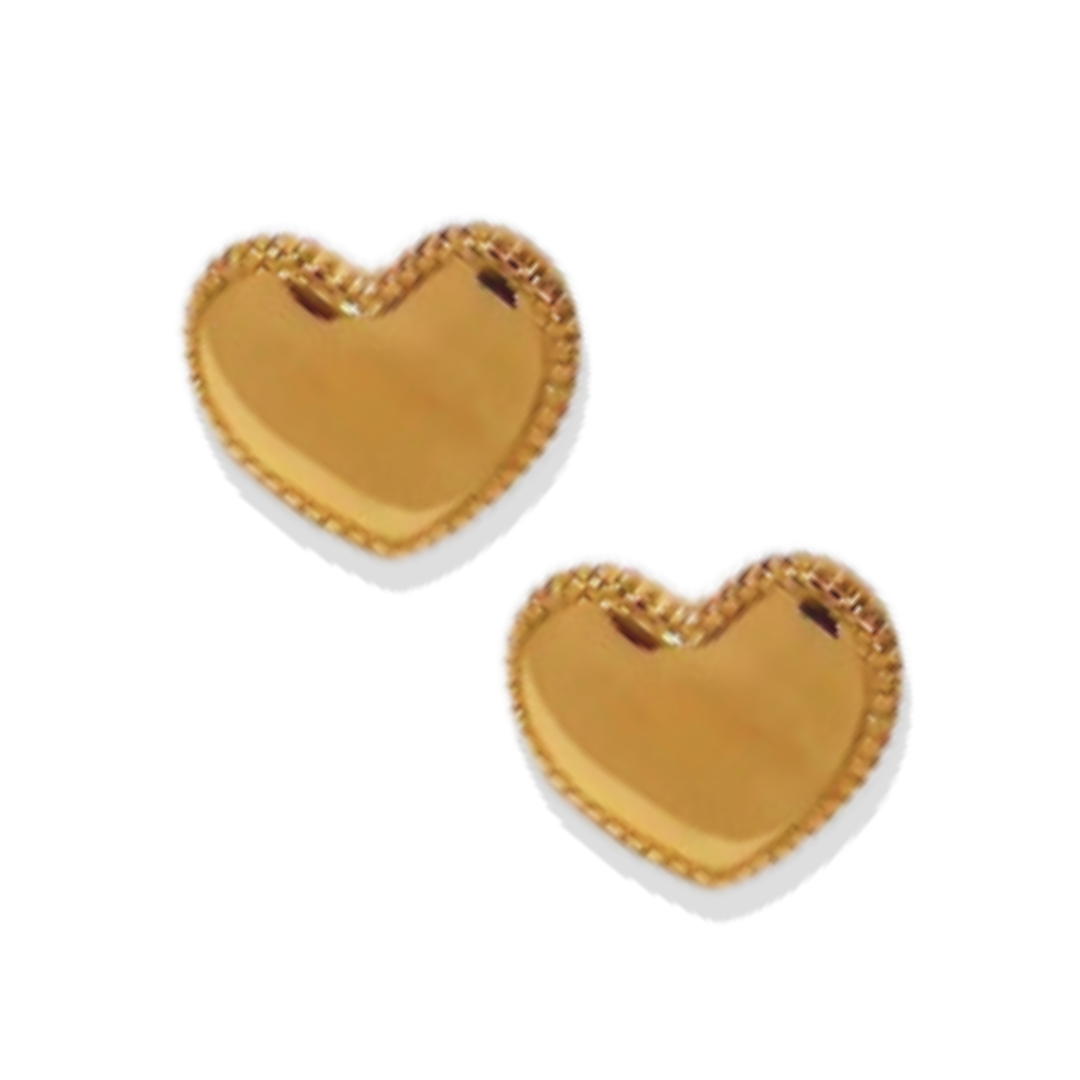 Puces d'oreilles en or pur coeur 18 carats pour la Saint-Valentin