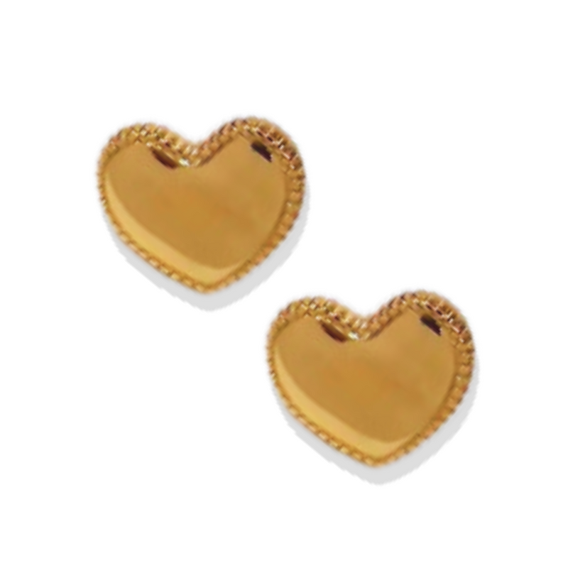 Pure Gold Heart 18k Gold Studs for Valentine's Day