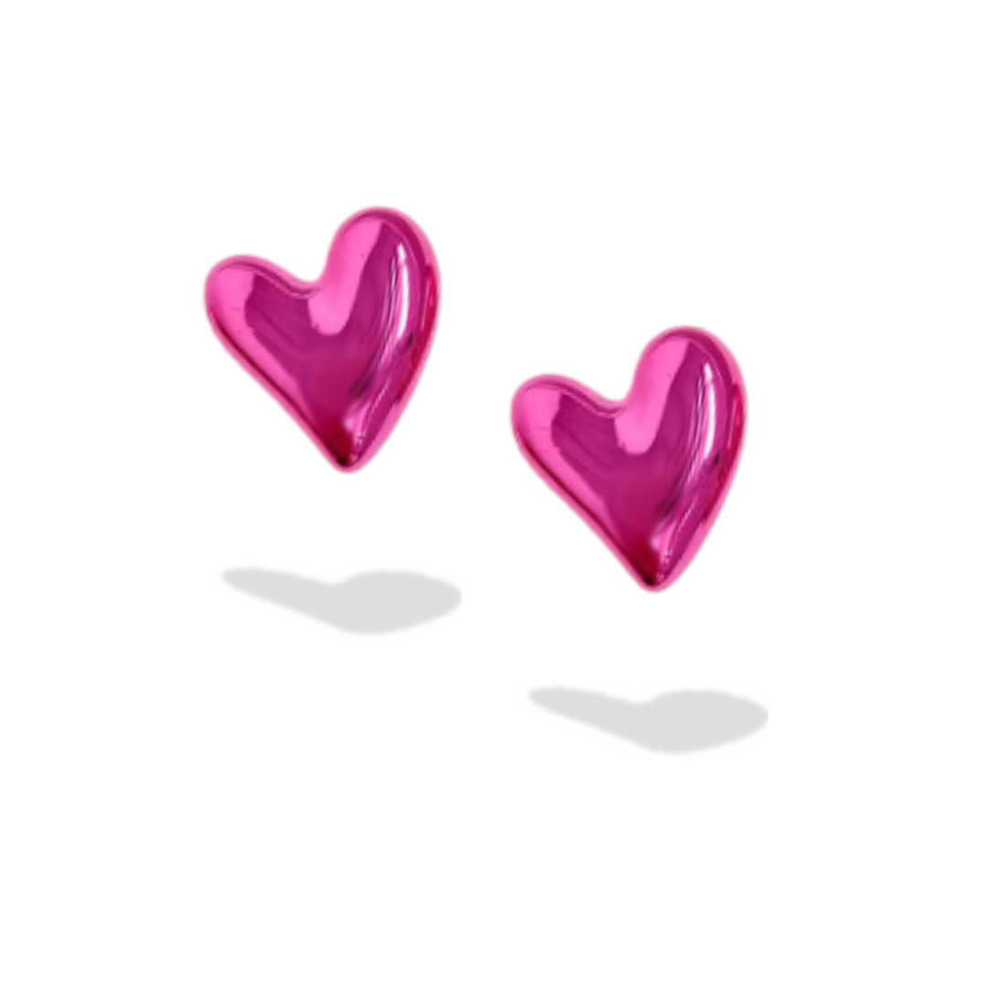 True Love! Hot Pink Heart Balloon Studs