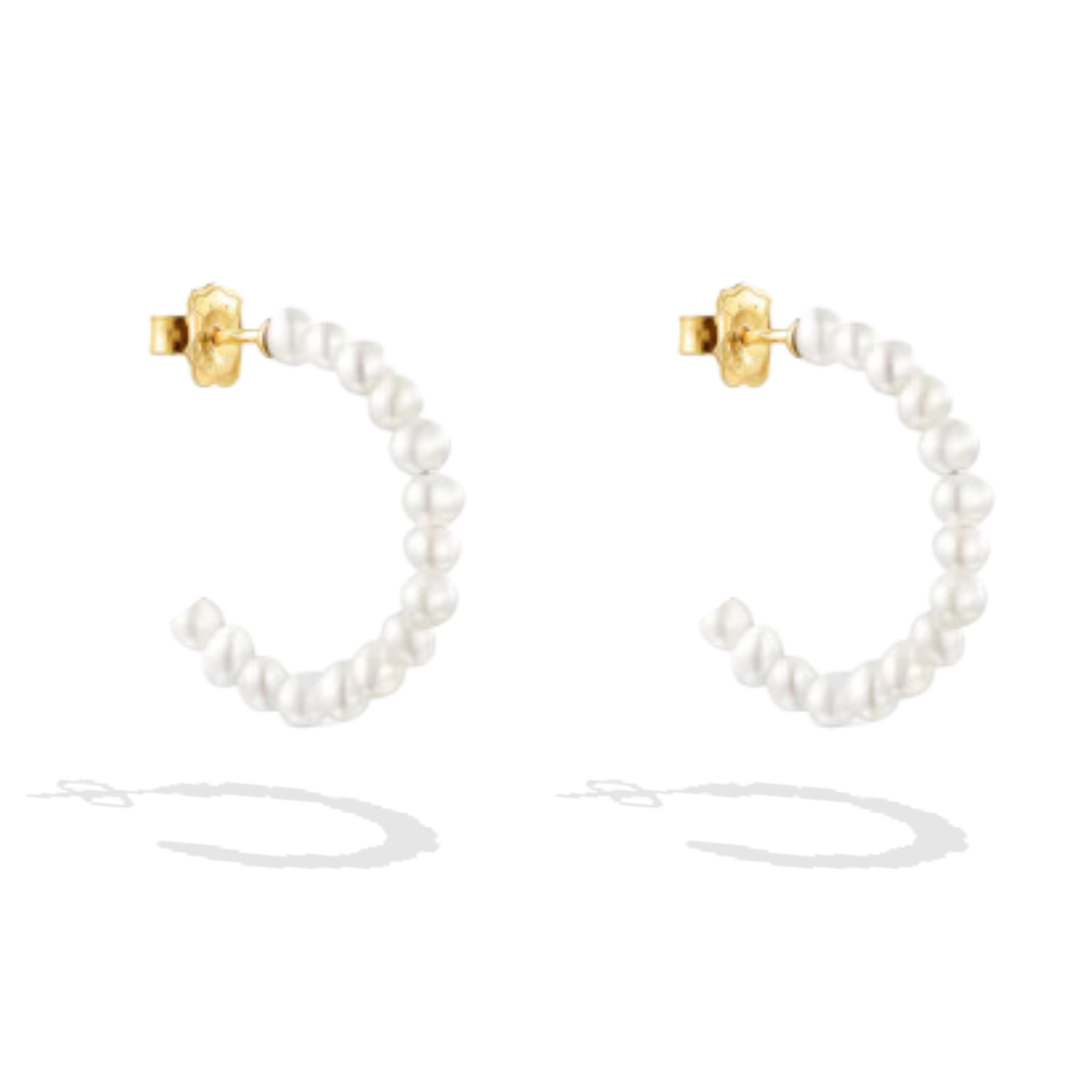 Resilient Large Pearl Hoops