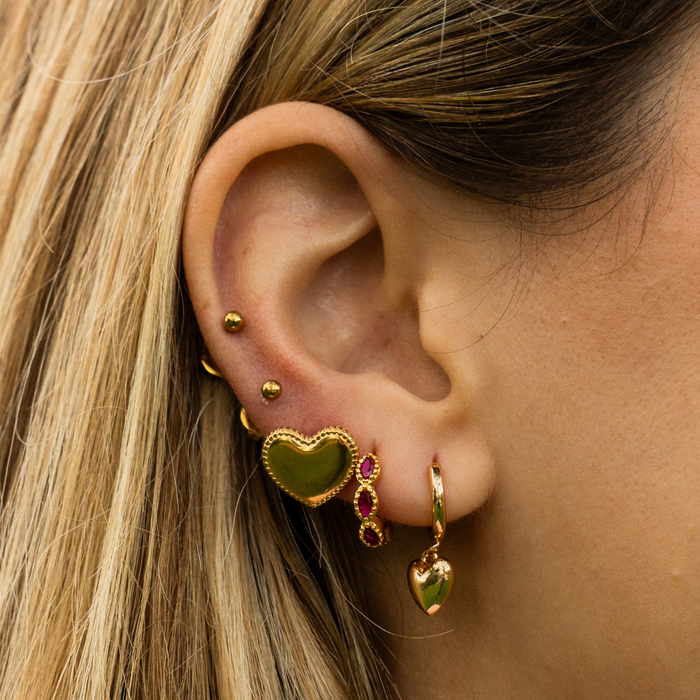 Puces d'oreilles en or pur coeur 18 carats pour la Saint-Valentin