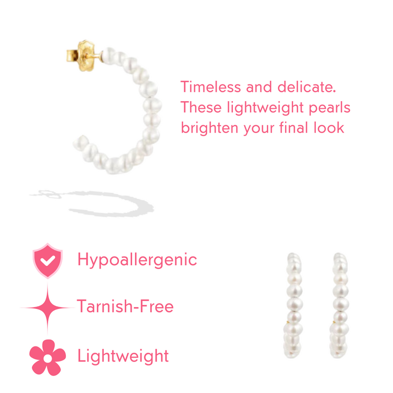 Resilient Large Pearl Hoops