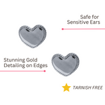 Puces d'oreilles cœur en argent pur et or blanc 18 carats pour la Saint-Valentin