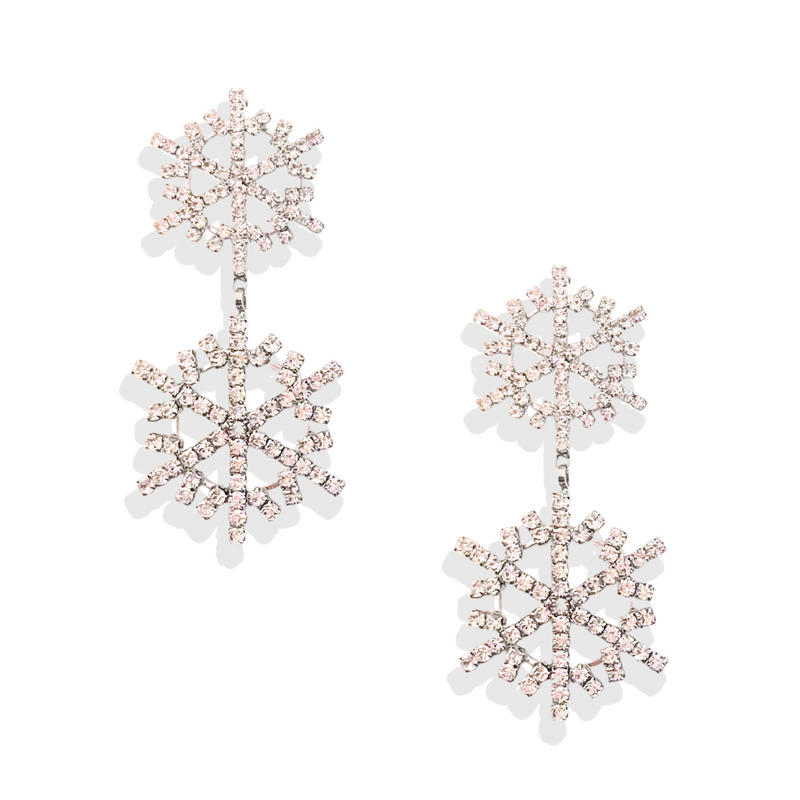 2- Tier Dazzling Snowflake Statement Earrings