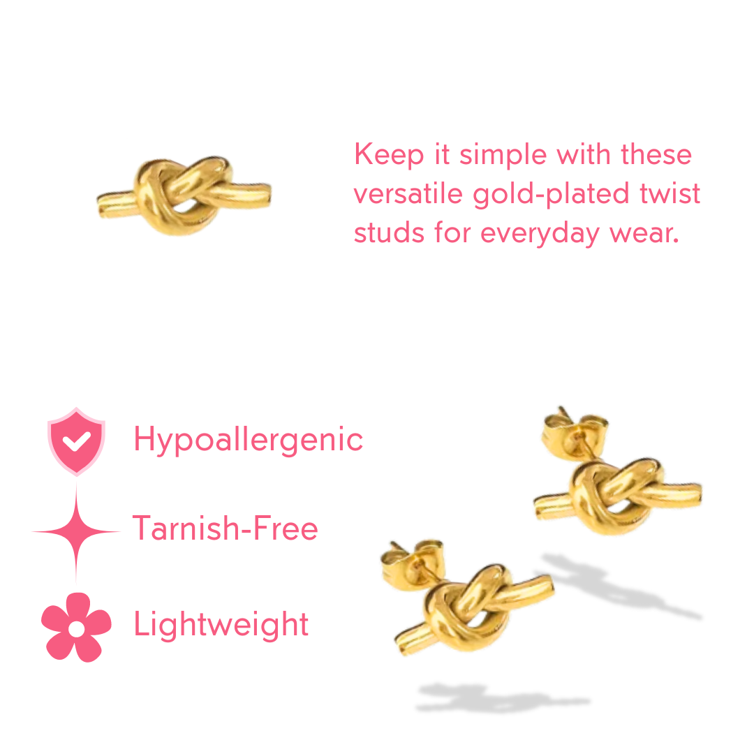 18k Gold-Plated Knot Studs- Extra Small