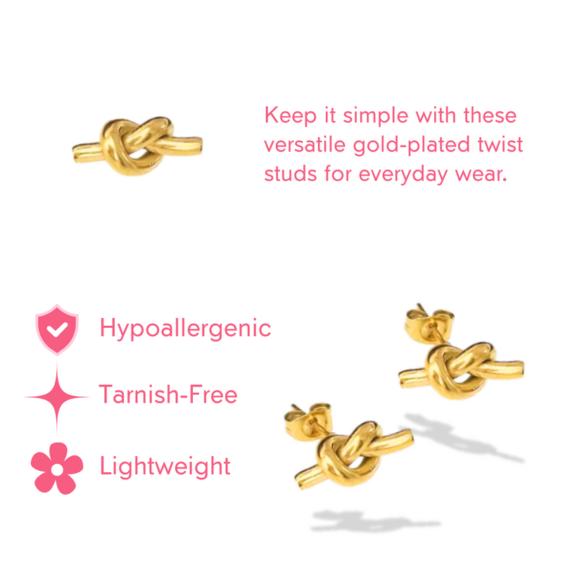 18k Gold-Plated Knot Studs- Extra Small