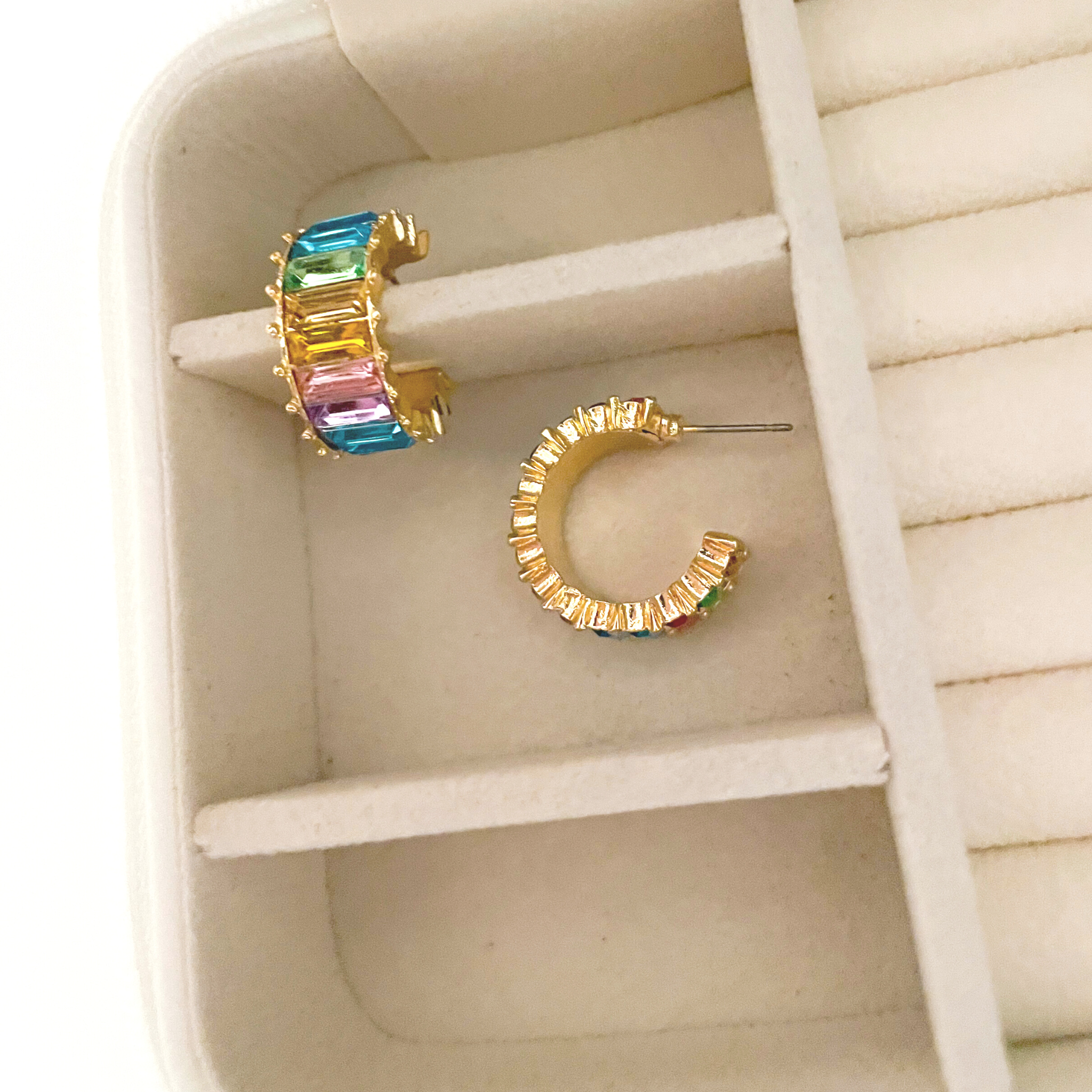 Rainbow gem 2025 hoop earrings