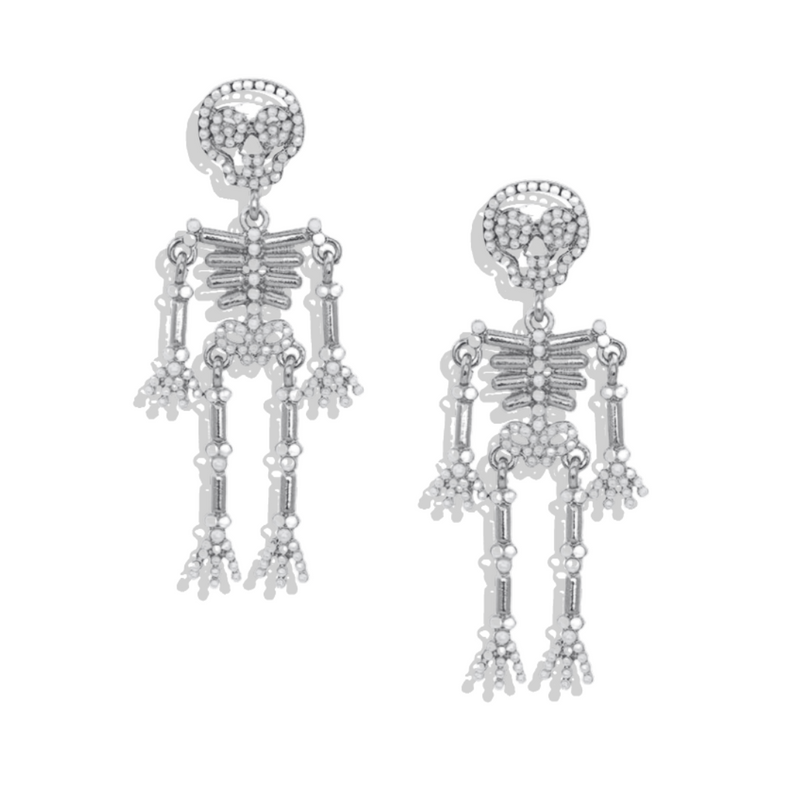 Silver Skeleton Statement Earrings