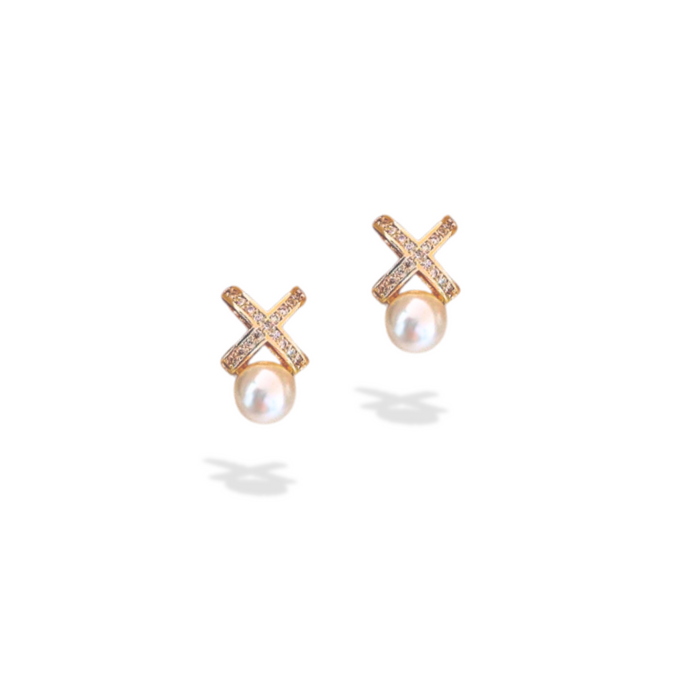 Boucles d'oreilles plaquées or 18 carats XO Pearl