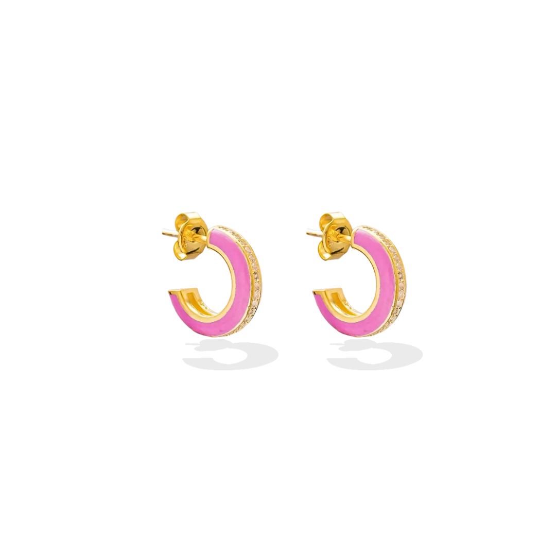 Pink Jubilee Small Hoops Gold-Filled