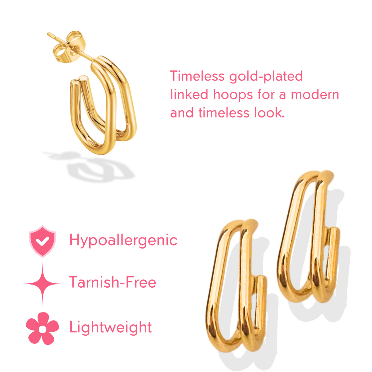 14k Gold-Plated Double Hoop Earrings