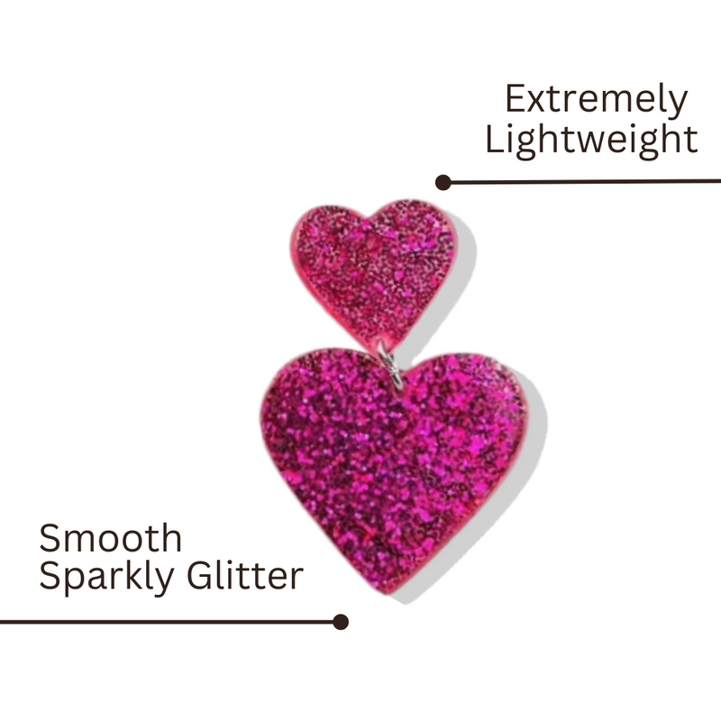 Cupid's Lightweight Hot Pink Glitter Statement Earrings