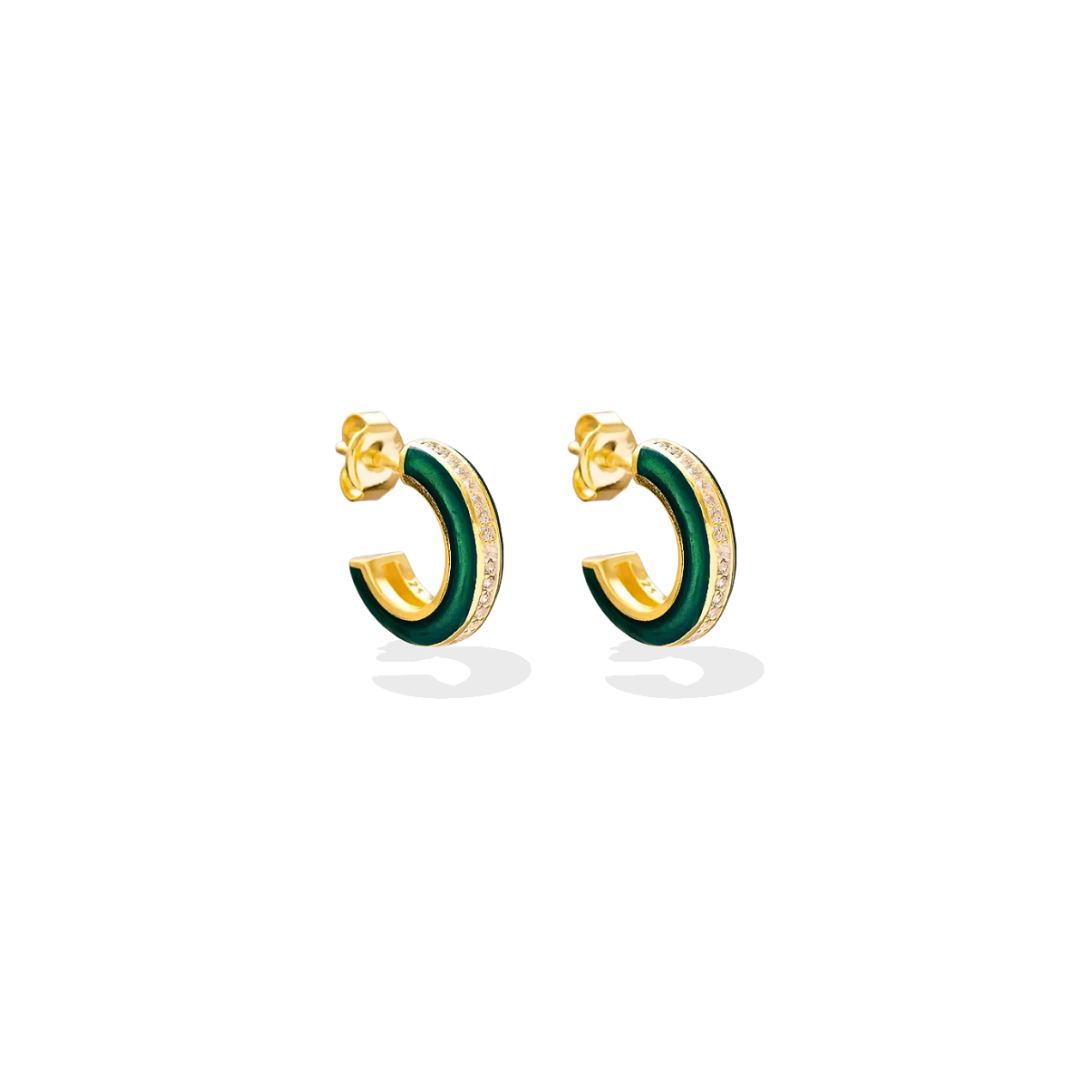 Green Jubilee Small Hoops Gold-Filled