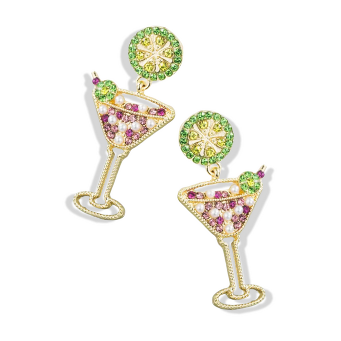 Boucles d’oreilles Martini vert perle