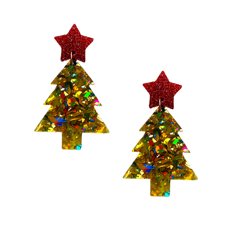 Red Star Confetti Christmas Tree