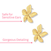 Puces d'oreilles vintage à fleurs plaquées or 18 carats