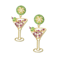 Pearl Green Martini Statement Earrings