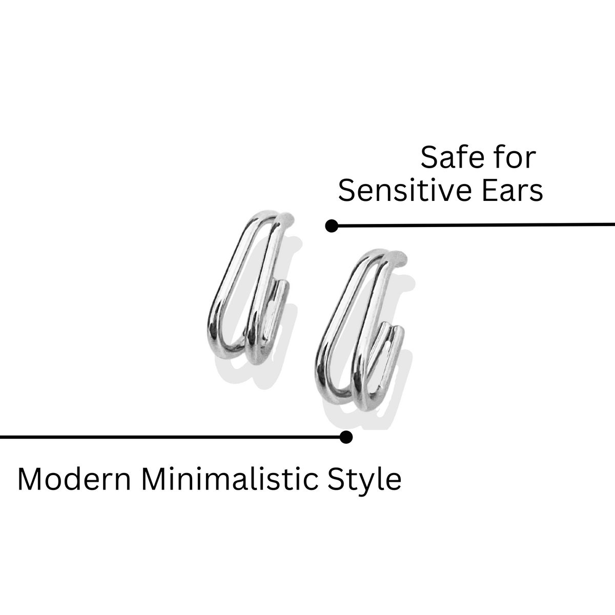 14k White Gold-Plated Silver Double Hoop Earrings