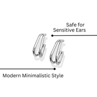 14k White Gold-Plated Silver Double Hoop Earrings