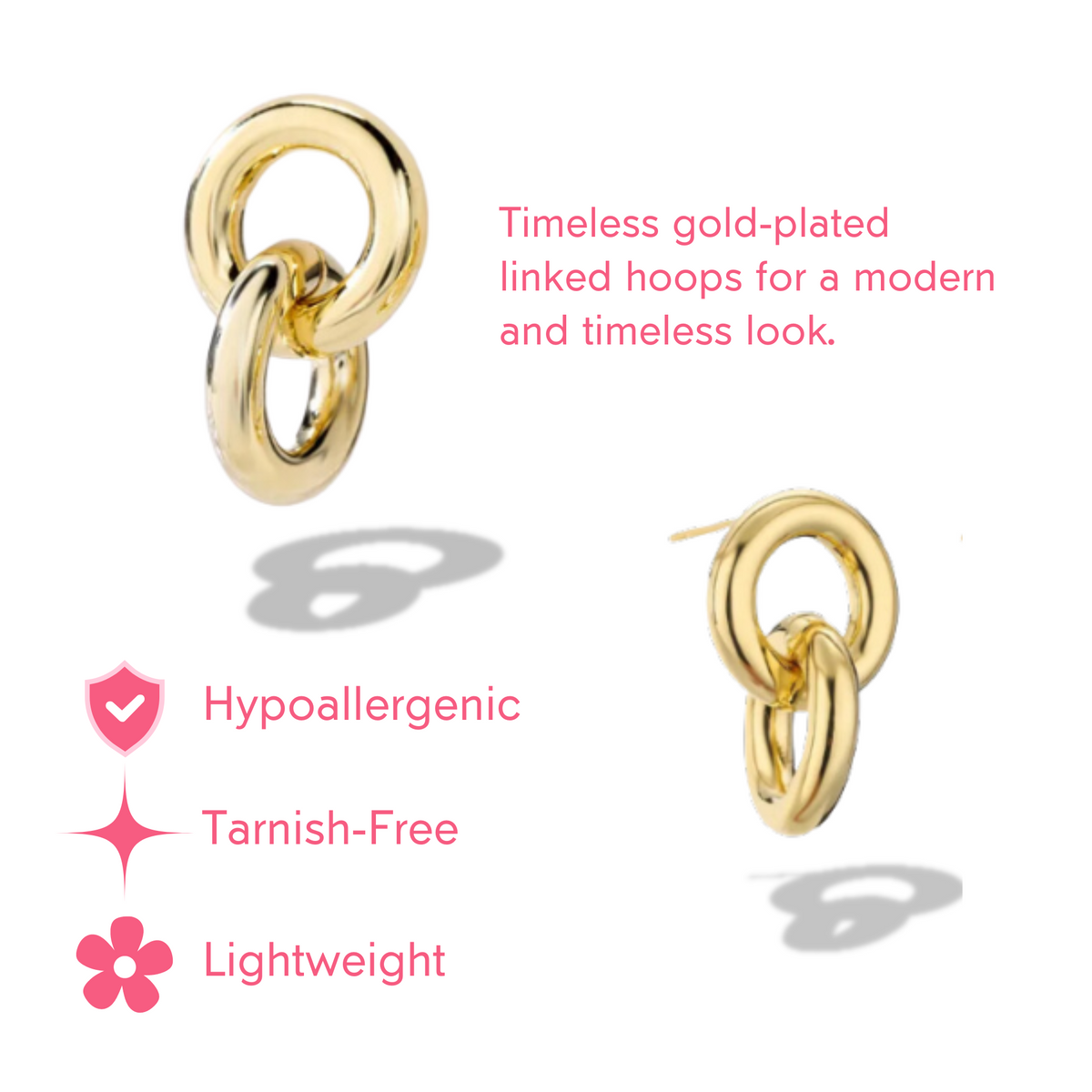 14k Gold-Plated Linked Hoops