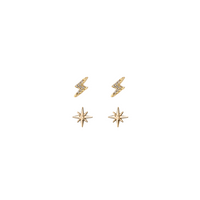 Starstruck Duet Gold 925 Sterling Silver Studs