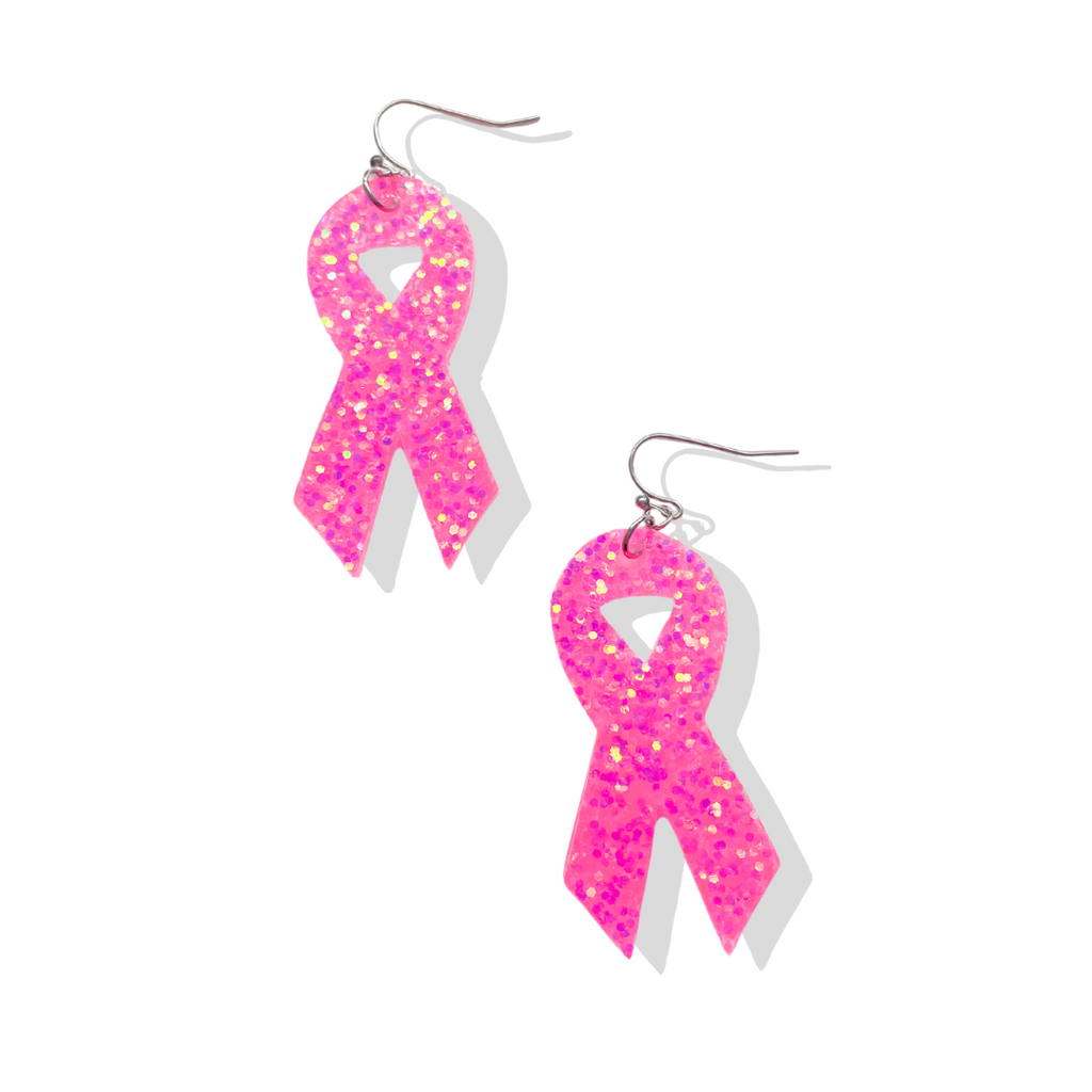 Cancer sale ribbon earrings