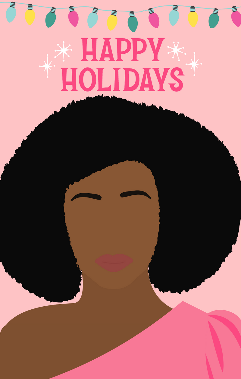 Pink Happy Holidays Afro
