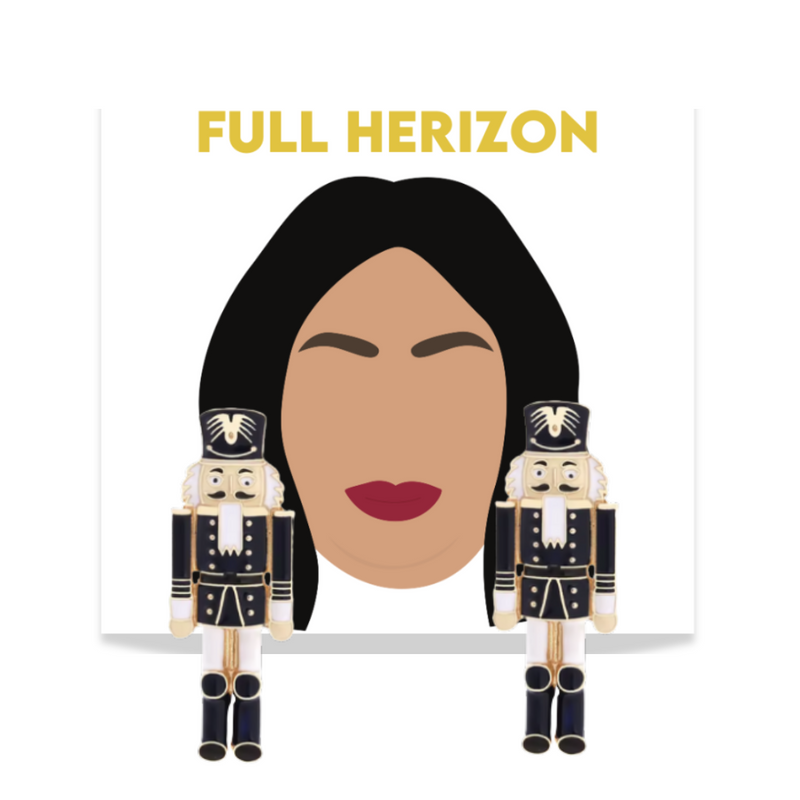 Navy Nutcracker Christmas Studs