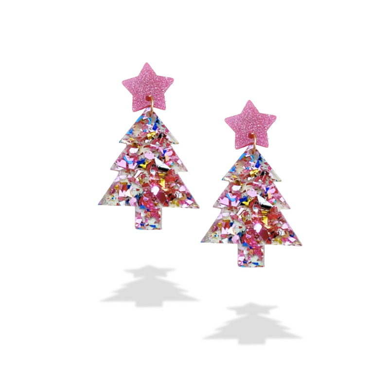 Pink Glitter Confetti Christmas Tree